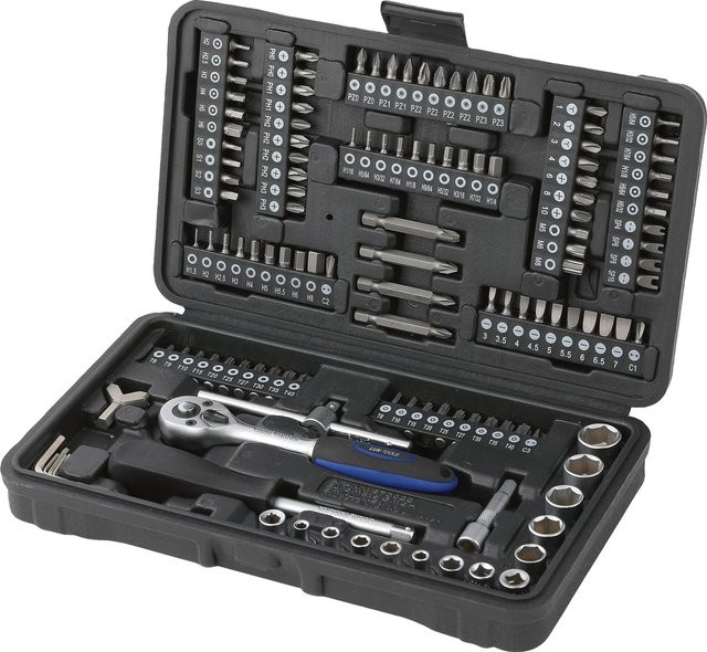 LUX-TOOLS Steckschlüssel-Set 130-teilig aus Chrome Vanadium in Schwarz - Bild 1