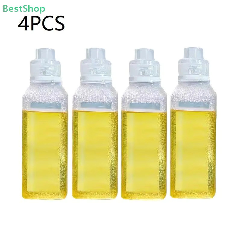 HNKMP Squeeze Flaschen aus Kunststoff für Gewürze, BBQ Sauce oder Olivenöl, transparent, 4er Set, 300 ml und 500 ml - Bild 3