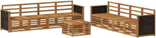 vidaXL Sofagarnitur aus Massivholz Akazie in Braun, 9-teiliges Set im modernen Latten-Design mit Armlehnen - Bild 1