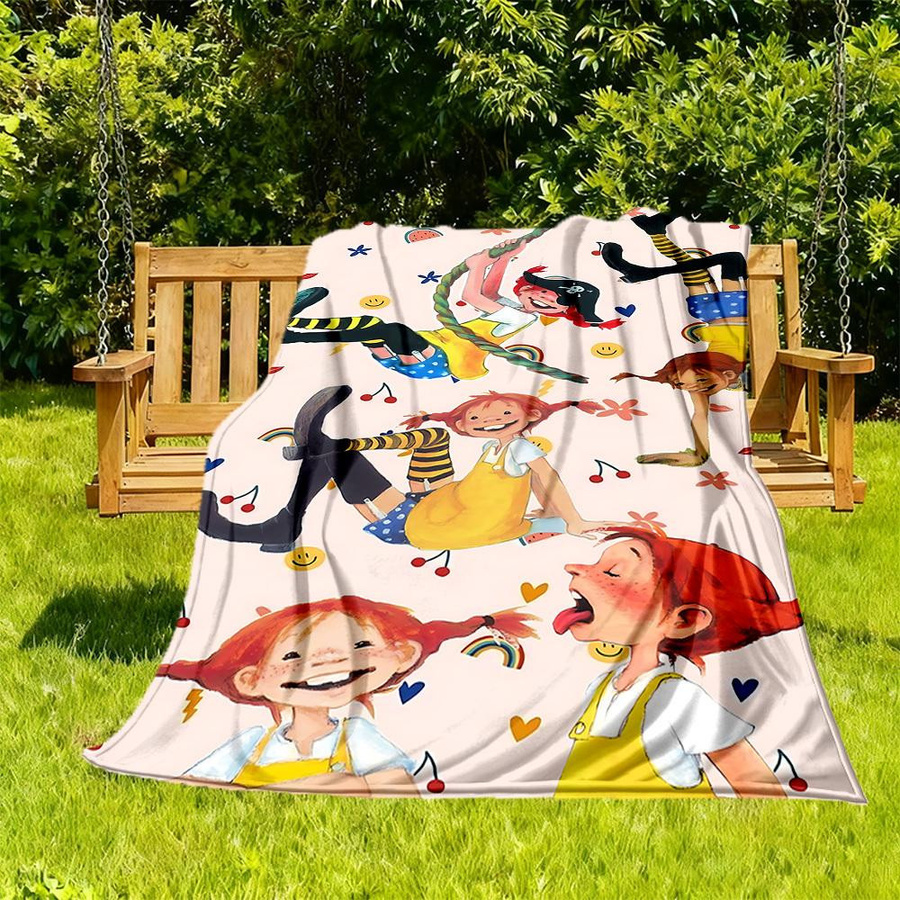 Yun2 Home Pippi Langstrumpf Abenteuer Outdoor-Decke aus Flanell, Mehrfarbig, B/H: 80 x 120 cm - Bild 3