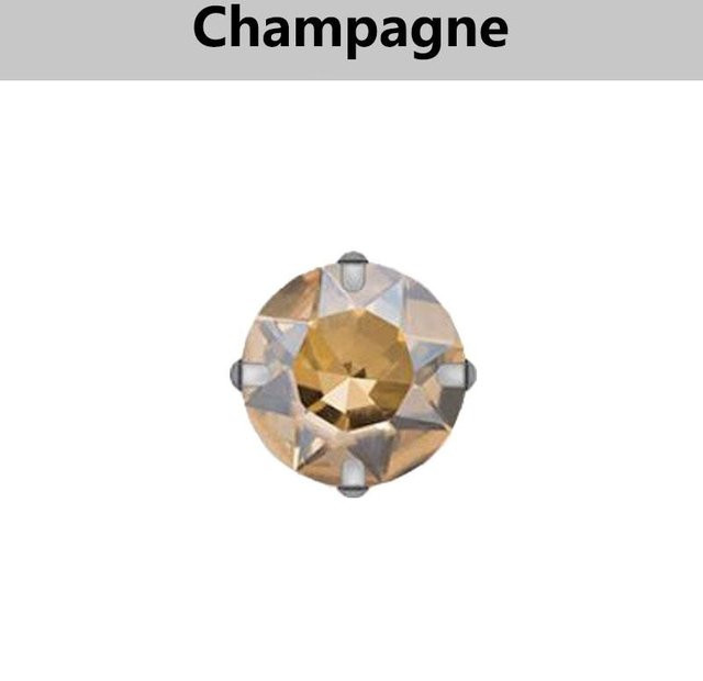 20 Stück Glaskristall-Strasssteine in Champagner und Mehrfarben mit silbriger Klaue zum Aufnähen, 10 mm Durchmesser - Bild 1