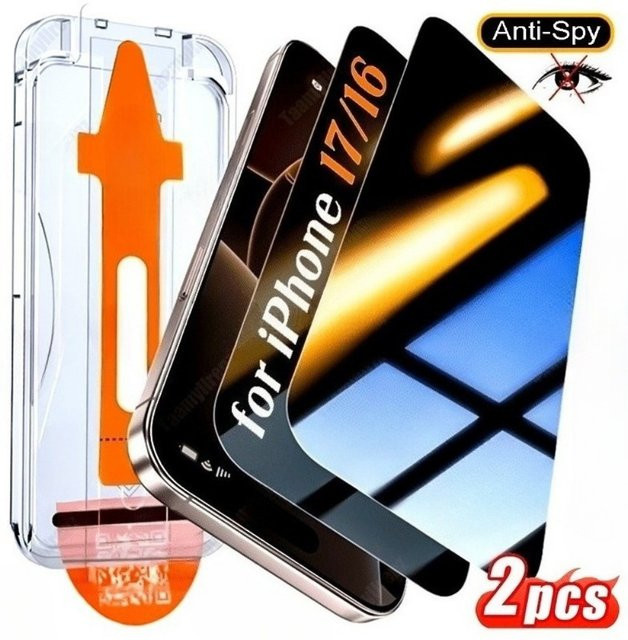 2 Stück Sichtschutz Panzerglas für Apple iPhone 17 16 15 14 13 12 11 Pro Max Plus XS XR transparent - Bild 1