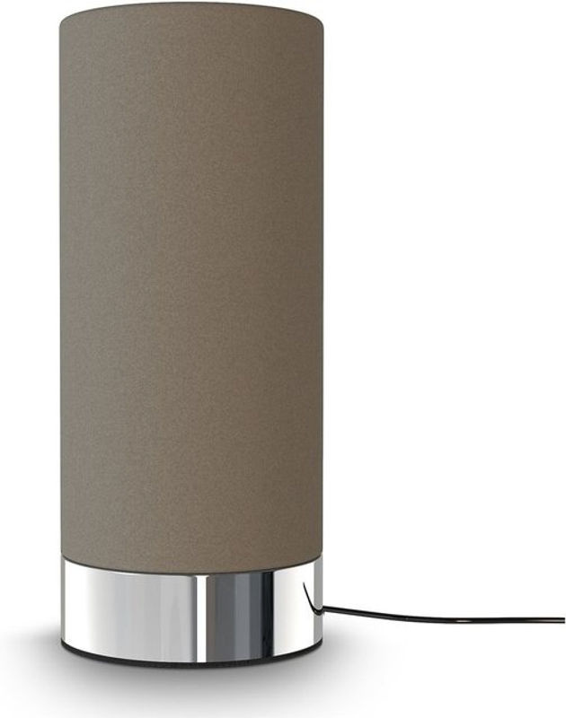 B.K.Licht Tischleuchte in Chrom und Beige mit Stoffschirm, dimmbar, E14 Sockel - Bild 2