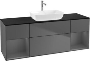 V&B Waschtischunterschrank Finion mit Wandbeleuchtung, Anthrazit lackiert, Breite: 160 cm, Tiefe: 50,1 cm, Höhe: 50,1 cm - Bild 1