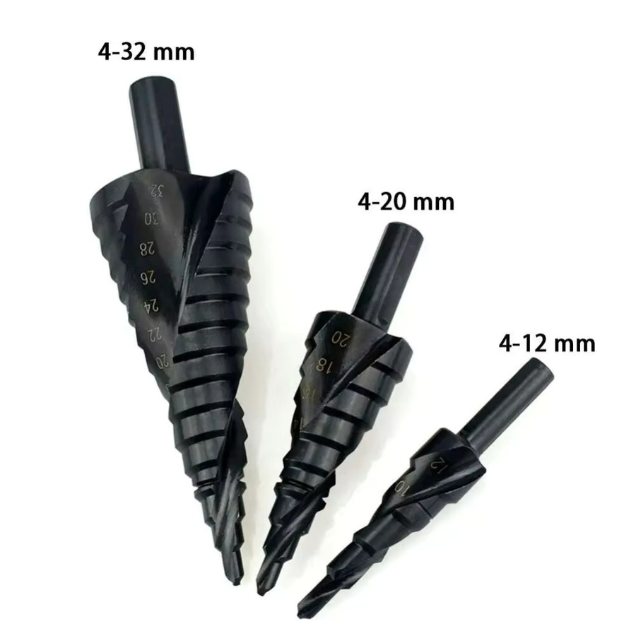 Skeyo HSS-Kobalt-Stufenbohrer-Set, 3-teilig, 4–32 mm, aus Hochgeschwindigkeitsspiralstahl mit Stickstoffgas-Härtung und dreieckigem Griff - Bild 2