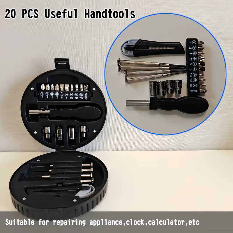 20-in-1 Präzisions-Werkzeugset aus Kohlenstoffstahl in Schwarz für Reparaturen an Handy und Uhr mit Schraubendrehern, Bits und Schraubenschlüsseln - Bild 4