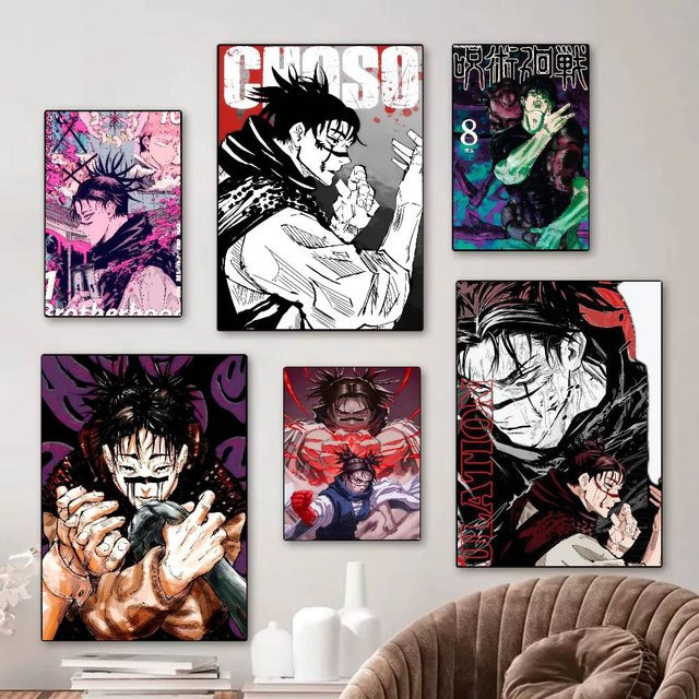 Jujutsu Kaisen Choso Anime Retro-Poster als selbstklebender Kraftpapier-Aufkleber für deine Raumdekoration, Mehrfarbig, 15 x 15 cm - Bild 1
