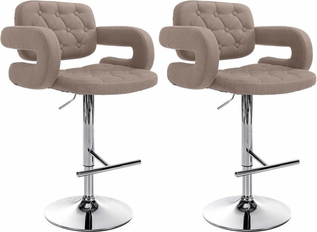 CLP 2er Set Barhocker Dublin höhenverstellbar mit Stoffbezug in Beige - Bild 1