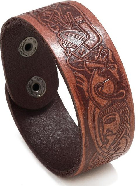 Rui Di Armband, Rindsleder, Totem Muster, Schwarz, Unisex, 21cm-22.5cm - Bild 1