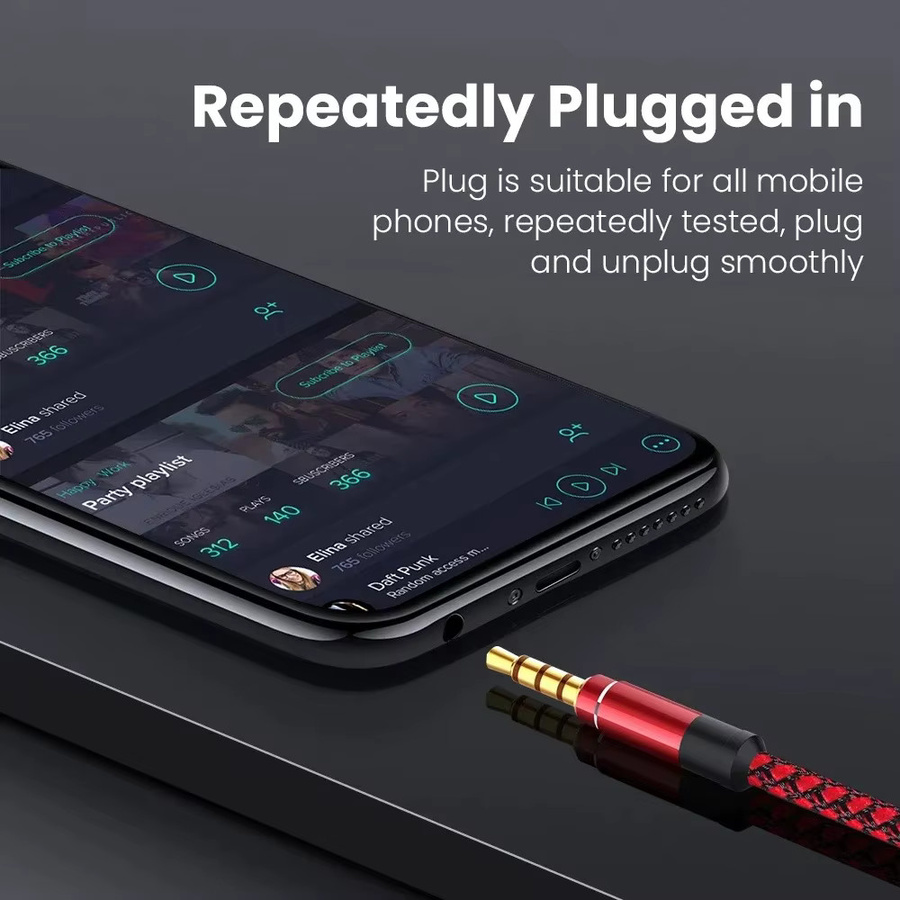 3,5 mm Audiokabel Stecker auf Stecker mit Nylongeflecht in Blau, 1,5 m Länge für iPhone, Samsung und MP3 Player - Bild 2