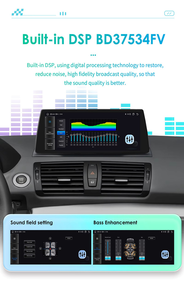 OSSURET Autoradio für BMW 1er Serie (06-12) mit Android Auto, Apple CarPlay, GPS, WiFi und 4G in Schwarz - Bild 3