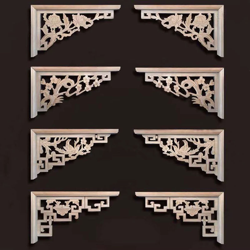 MaYupeT Holzgeschnitzter Chinesischer Drache als Eck-Onlay für Möbel und Dekoration, Beige, Floral und Orientalisch - Bild 2