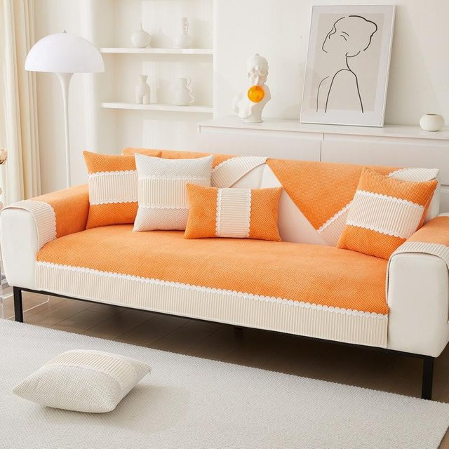 Modernes Kord Sofakissen mit zweifarbigen Nähten und Plüschbezug aus Flanell, B/B: 70 x 70 cm - Bild 1