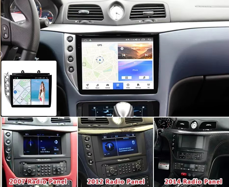 Android 13 Auto Radio Multimedia Player mit GPS und Wifi für Maserati GranTurismo GT 2007-2017, 10,4 Zoll, 6GB RAM, 128GB Speicher, Schwarz - Bild 2