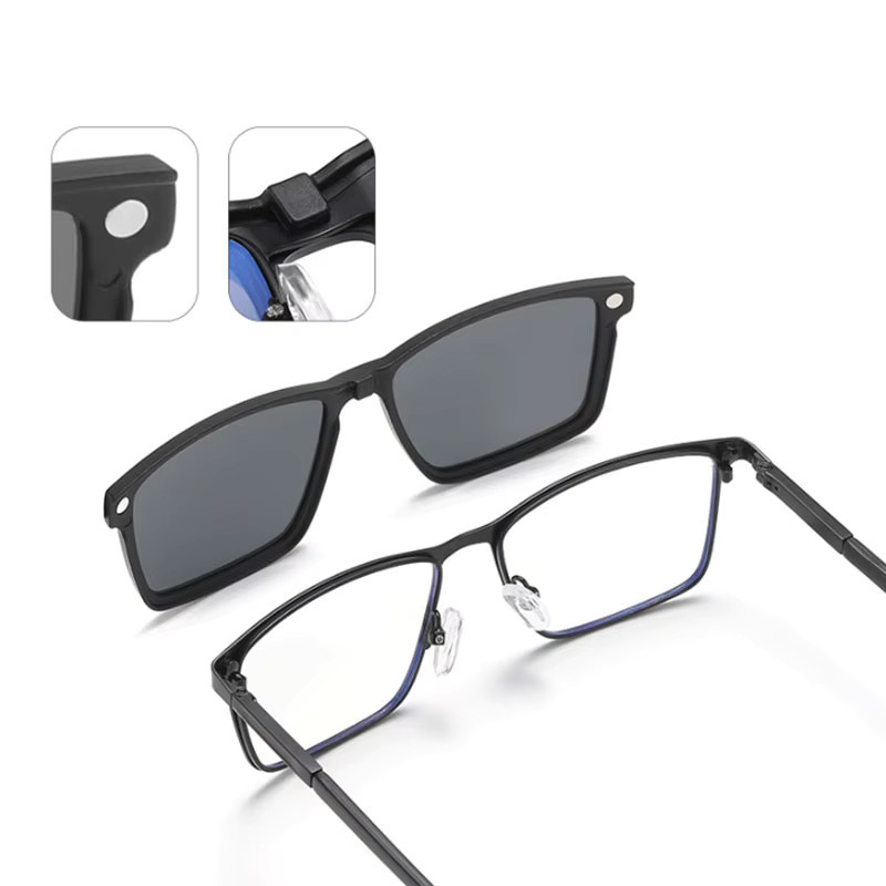 CCspace Magnet-Clip-On-Brillengläser, Herren, schwarz, Vollrand, polarisiert - Bild 3