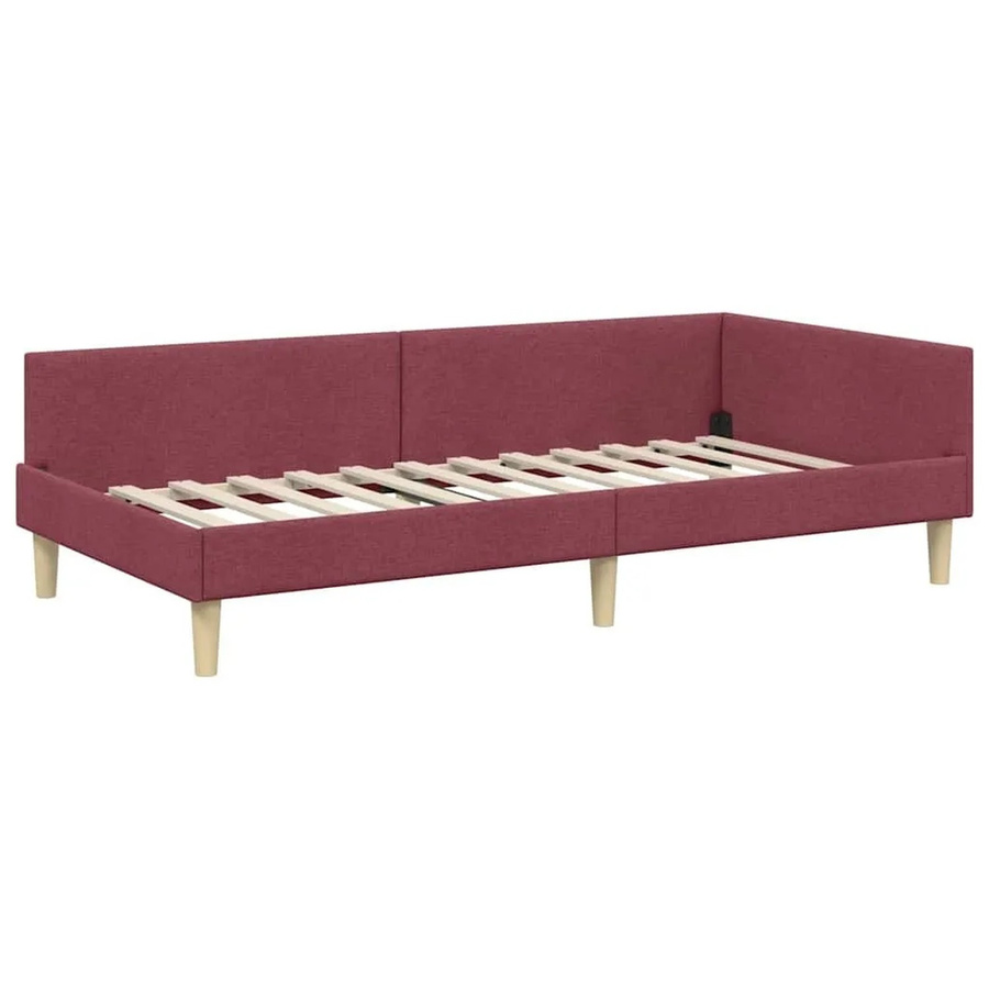 vidaXL Eckbettgestell mit Kopfteil in Rot, modernes Polsterbett mit Holzlatten, B/T/H: 80 x 200 x 84 cm - Bild 2