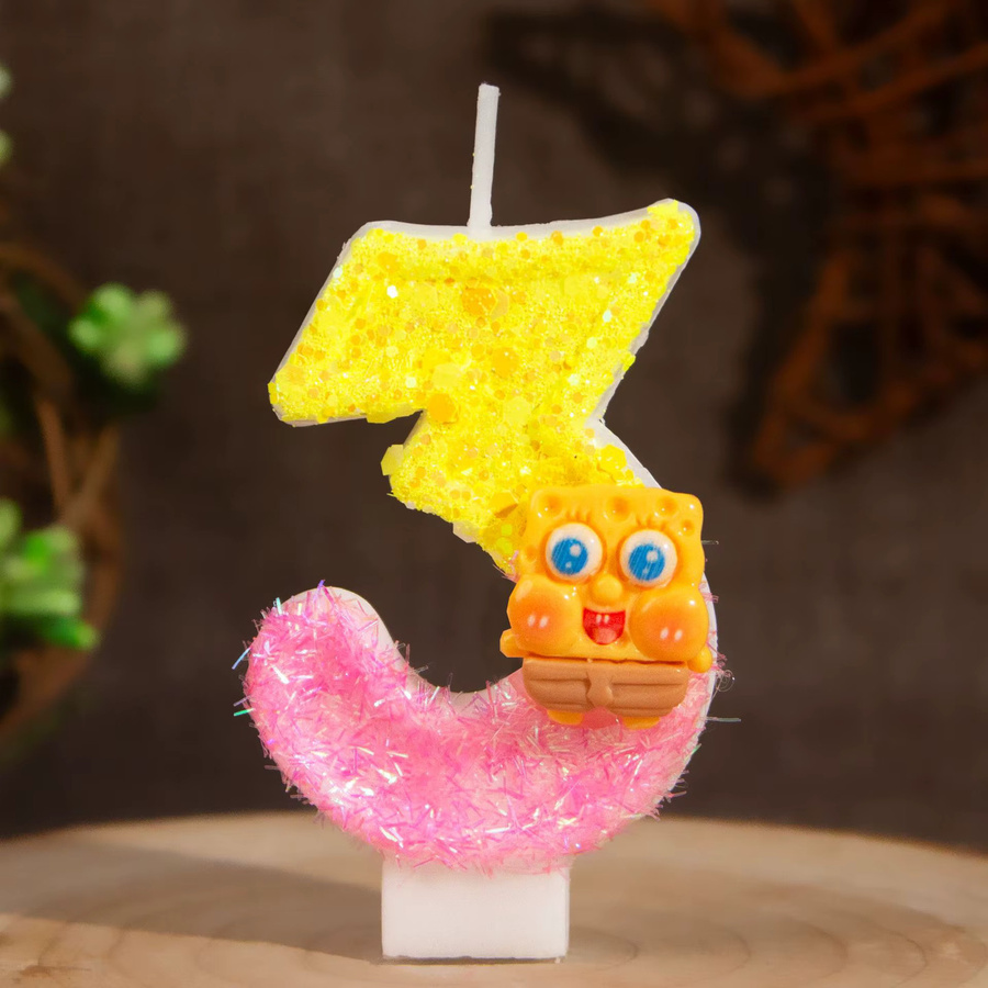 MINISO SpongeBob Schwammkopf Digitale Kerze zur Geburtstagsparty, mehrfarbig - Bild 2