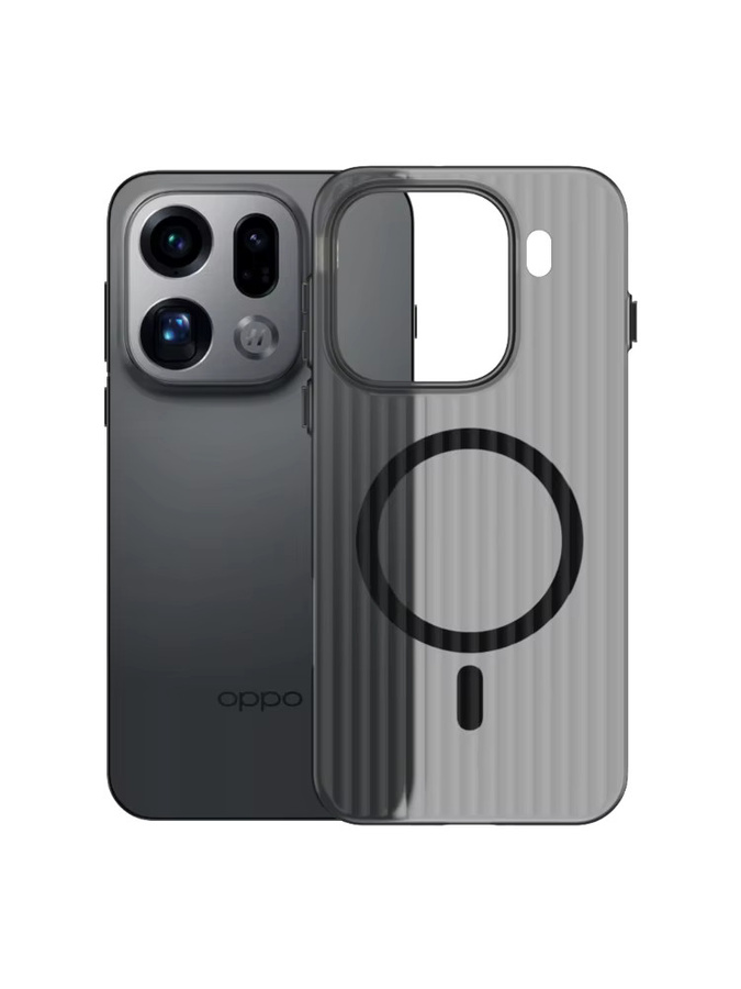 Stoßfeste MagSafe Magnetische Handyhülle mit Wellpappe-Streifen-Design für OPPO Find X9 Pro, X8, X7 Ultra und X6 in Weiß und Grau - Bild 7