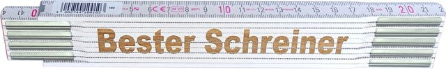 Stabila Zollstock aus Holz mit Lasergravur Bester Schreiner, weiß, Länge: 200 cm - Bild 1