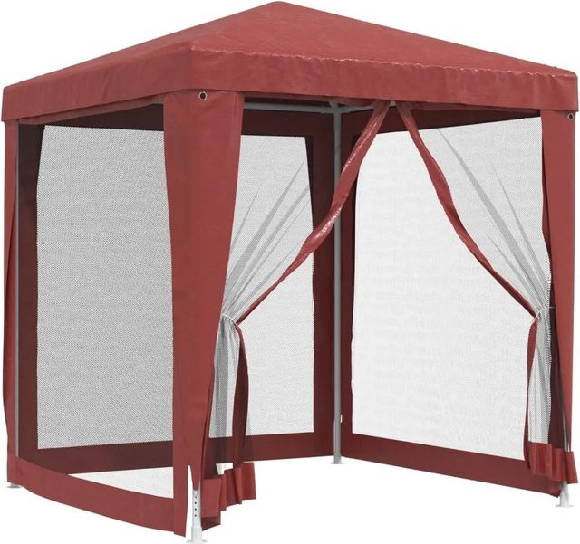 vidaXL Partyzelt Rot mit 4 Mesh-Seitenwänden B: 200 cm, T: 200 cm, H: 240 cm - Bild 1