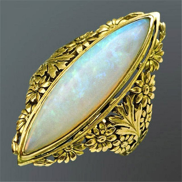 YoYo Ring Vintage, vergoldet, synthetischer Opal, Damen - Bild 1