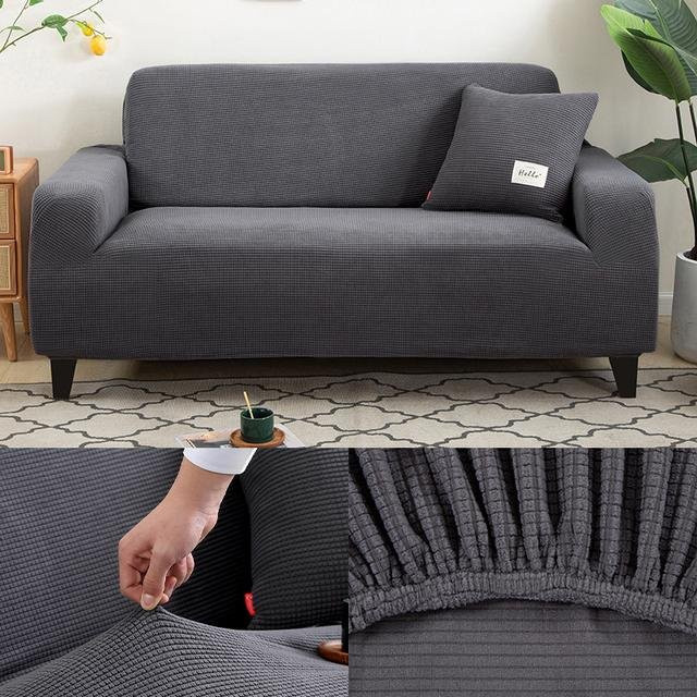 Housmife Jacquard Sofabezug für Ecksofas und Chaiselongues, Grau, Polyester, Breite: 90-140 cm - Bild 1