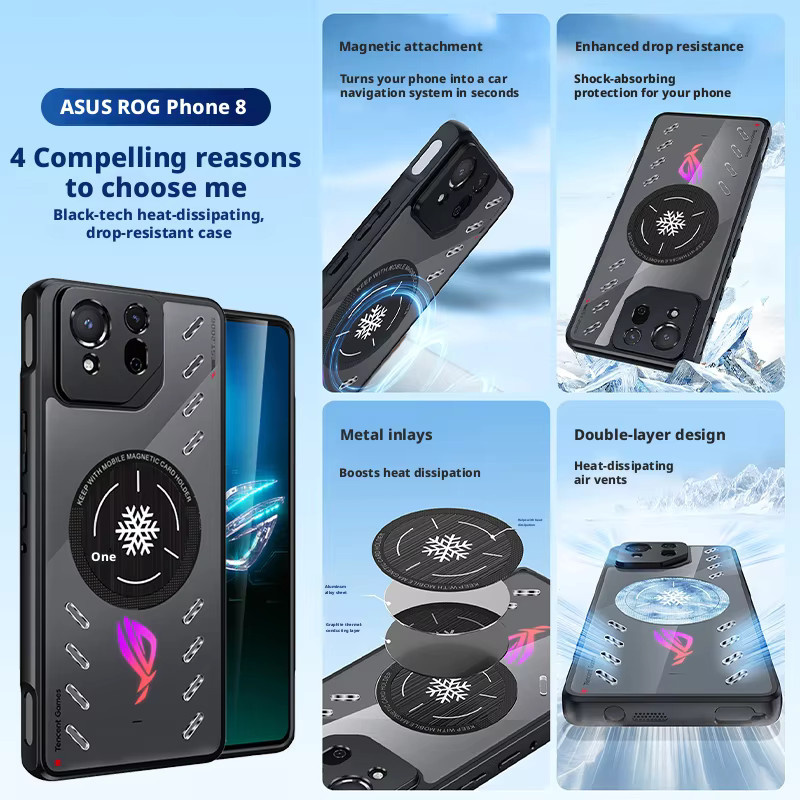 Asus ROG Phone 9 Graphen-Kühlende Magnetische Hülle in Schwarz, Sturzsicheres Softcover für Gamer - Bild 6