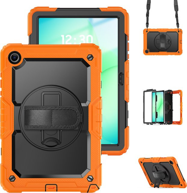Stoßfeste Tablet-Hülle für Samsung Galaxy Tab A9, A11 Plus 11 Zoll und S6 Lite 10,4 Zoll in Rot mit Handschlaufe, Schultergurt und kindersicherer Abdeckung - Bild 1