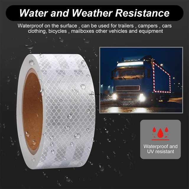 Selbstklebendes reflektierendes Band Satop Cinta in Weiß, wasserdichte Reflektorfolie für Fahrzeuge und LKW, Breite: 5 cm, Länge: 10 m - Bild 1