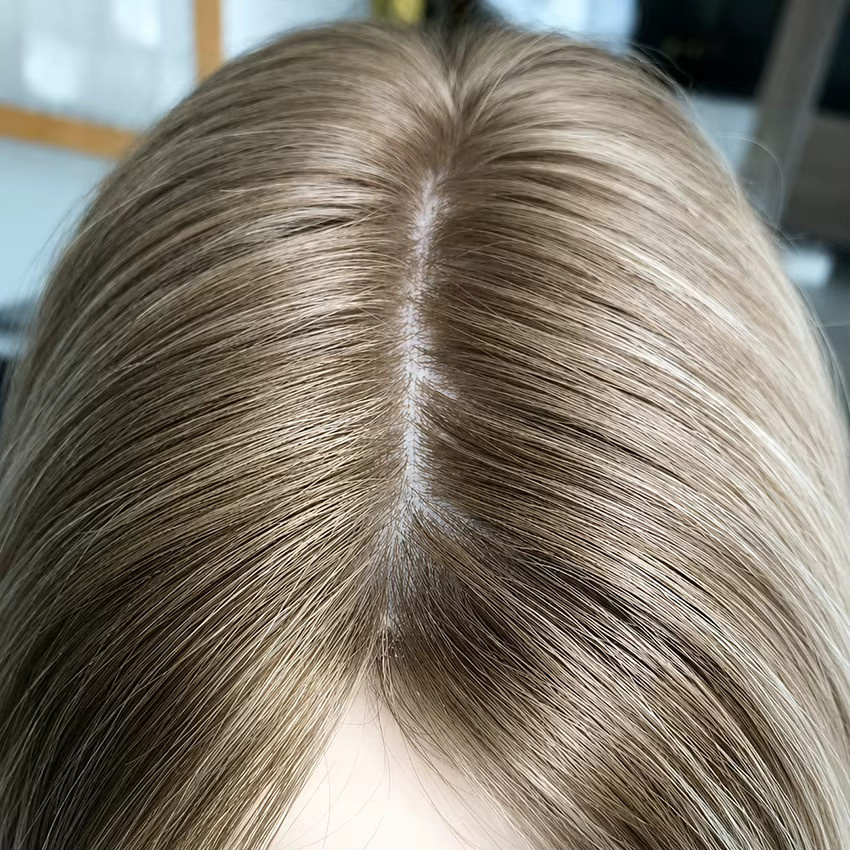 OEMG Echthaar-Toupet, Balayage Ombre Braun Blond, 30 cm - Bild 2