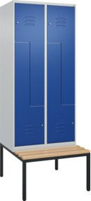 C+P Z-Spind Classic PLUS Sitzbank mit 4 Fächern und Zylinderschloss, Sitzfläche aus Buche-Hartholz, B/T/H: 212,0 x 80,0 x 81,5 cm - Bild 1