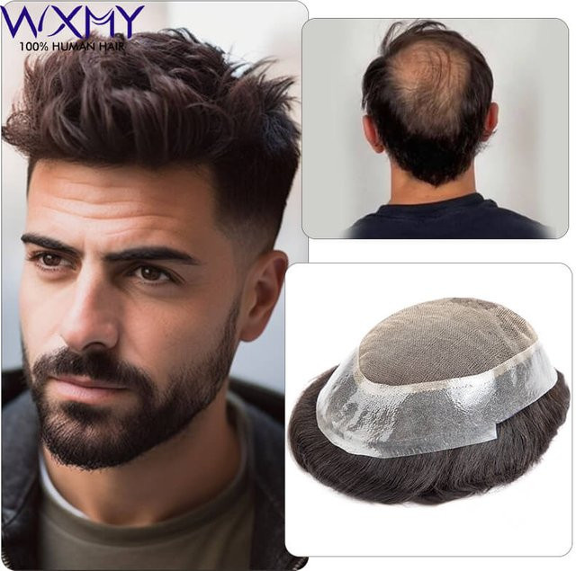 WXMY Haarprothese für Herren, natürliches Echthaar, 15,2 cm - Bild 1