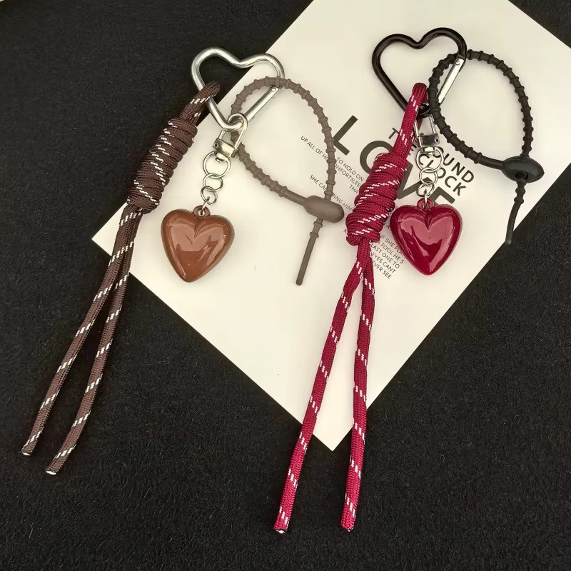 Yogodlns Schlüsselanhänger Herz-Lederband, Kirschschleife, Handy-Lanyard - Bild 3