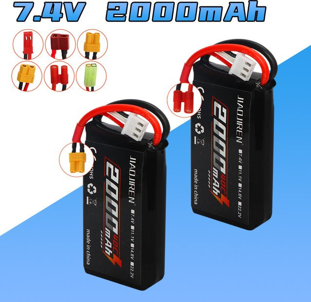Wltoys LiPo-Akku 2S 7,4 V 2000mAh Schwarz für RC-Autos V913 L959 L969 L979 L202 K959 TY923 HJ816 HJ817 - Bild 1
