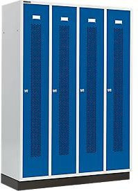 Schäfer Shop Select Kleiderspind mit 4 Abteilen, gelochten Streifen, Sockel und Zylinderschloss, Farbe: Enzianblau - Bild 1