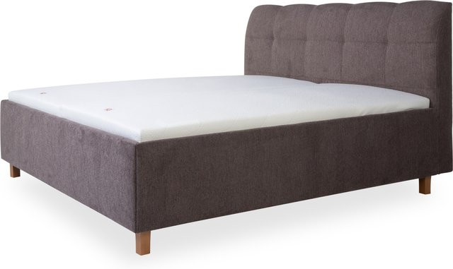 Polsterbett Maßwerkstatt JORK in Braun mit Stoffbezug und Lift-up-Base, B/T/H: 215 x 120 x 200 cm - Bild 1