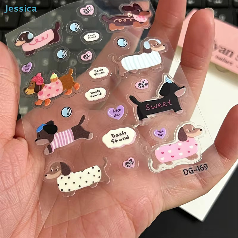 3D-Aufkleber-Set mit Dackel Motiven in Multicolor für Scrapbooking und Tagebücher - Bild 3