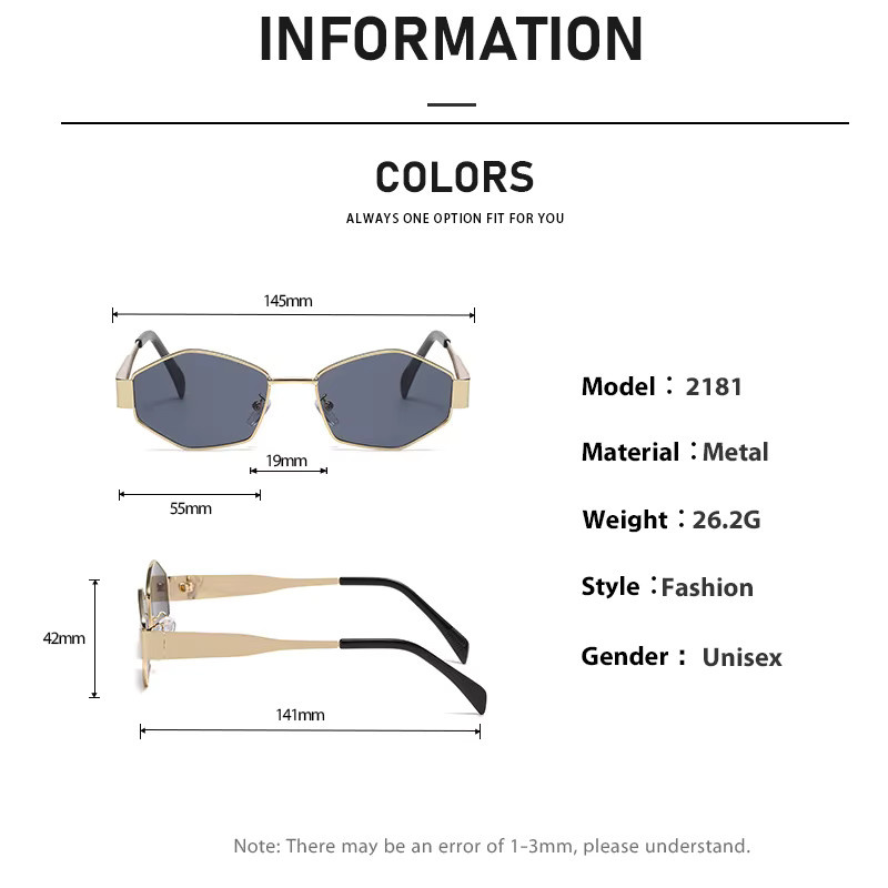 Rexxar Sonnenbrille hexagonal, Vollrand, Metall, Unisex - Bild 5
