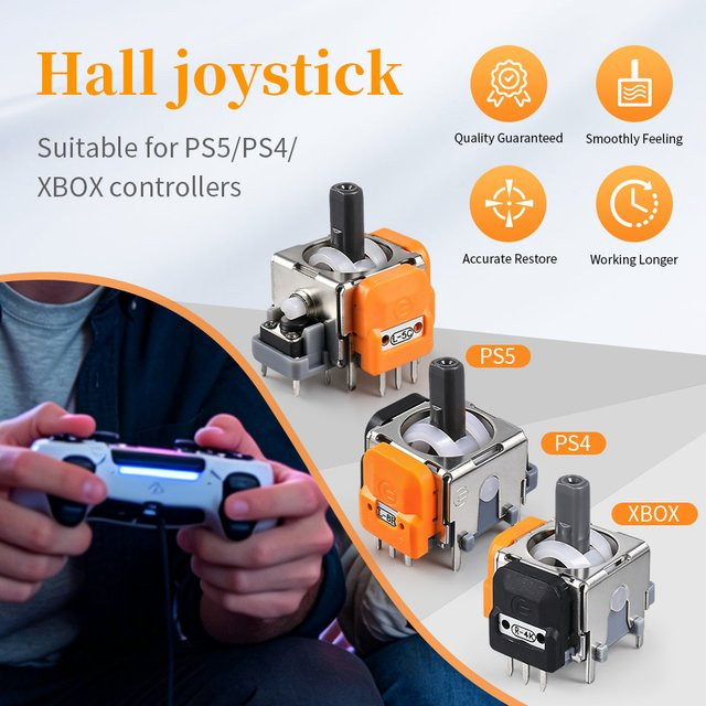 GGBEE Hall-Effekt-Joystick Ersatz-Reparaturset für PS5 PS4 und Xbox Controller, 3D Analog-Stick-Module für linke und rechte Thumbsticks - Bild 1