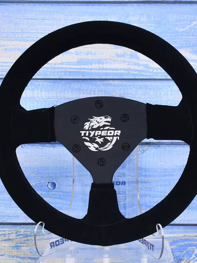 TIYPEOR Universal-Sportlenkrad aus Wildleder in Schwarz mit flacher Halterung, Durchmesser: 27 cm - Bild 7