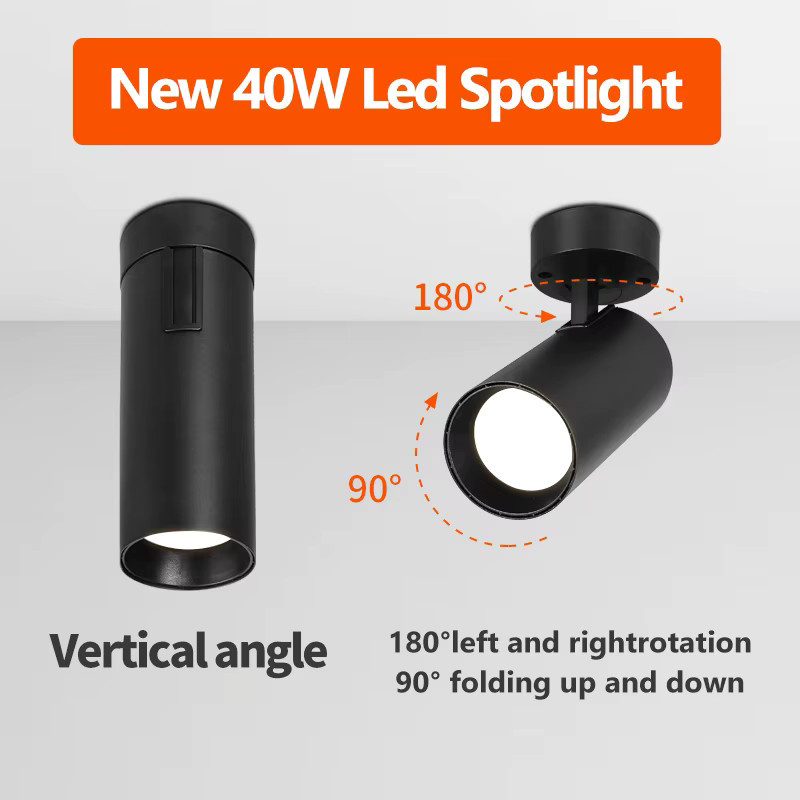 LANGYUE LED-Spot Downlight, faltbarer LED-Scheinwerfer in Schwarz, 40W, warmweißes Licht für Wohnzimmer, Küche und Schlafzimmer - Bild 3