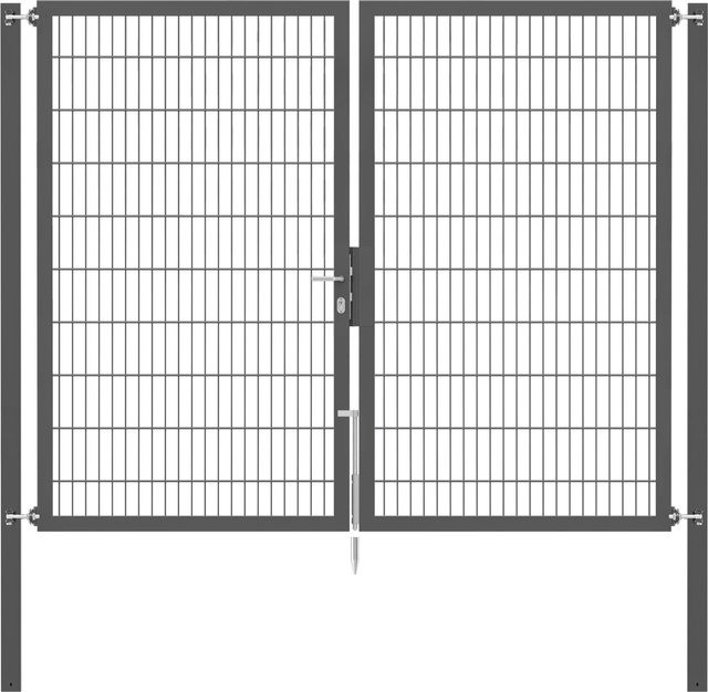 Doppeltor Flexo Plus in Anthrazit mit Pfosten, Breite: 250 cm, Höhe: 200 cm, Pfosten B/T/H: 80 x 80 x 80 cm - Bild 1