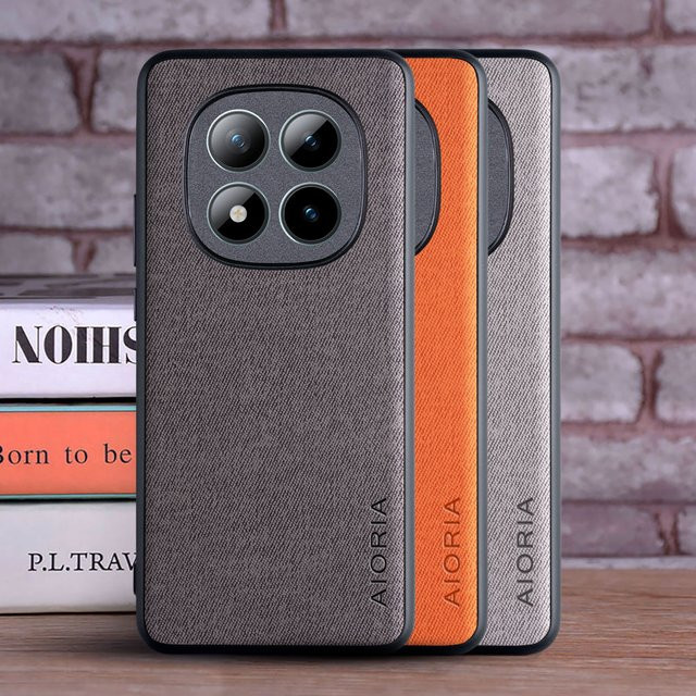 Xiaomi Redmi Note 15 Pro Plus 4G 5G Schutzhülle aus Textil-Leder und TPU/PC in Grau und Multicolour - Bild 1