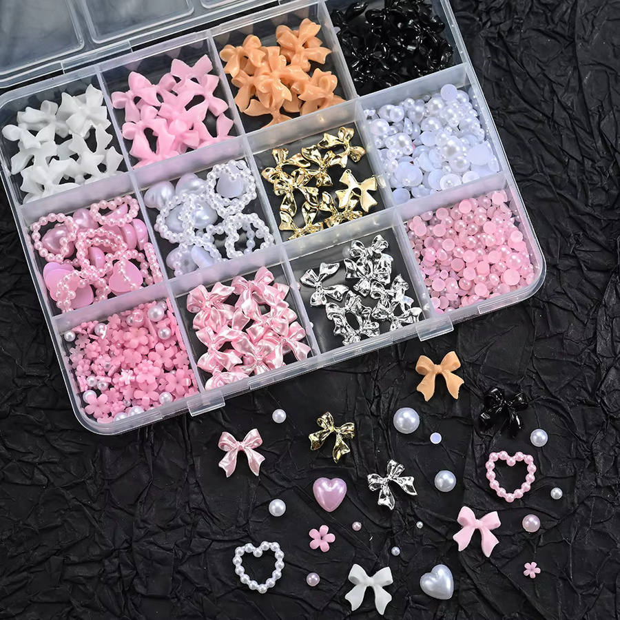 MAFANAILS Nail Art Charms, 3D Blume und Schleife, Perlen-Optik, Glänzend - Bild 5