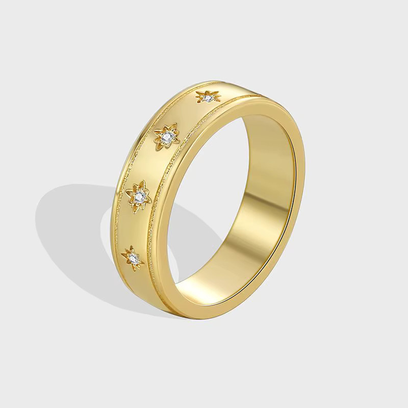 Ring Stern, 925 Silber, Gold, Zirkonia, Damen - Bild 3