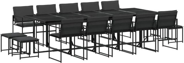 vidaXL 15-tlg Garten-Essgruppe mit Kissen in Schwarz aus Textilene und gehärtetem Glas - Bild 1