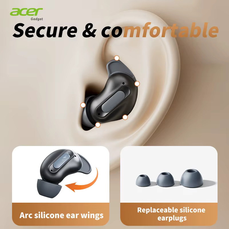 Acer Ohr562 Kabellose Bluetooth In-Ear Kopfhörer mit Aktiver Geräuschunterdrückung ANC und Ladeetui in Schwarz oder Beige - Bild 3