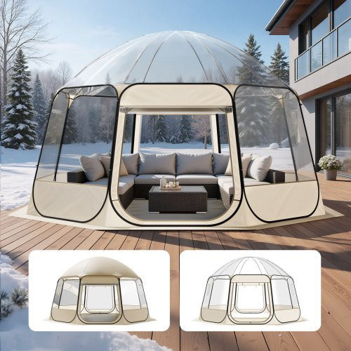 VEVOR Pop-up Bubble Zelt transparent, Garten-Kuppel-Iglu-Zelt mit 540 Grad Panoramablick und Fenstern, für 12-15 Personen, B/T/H: 458 x 432 x 230 cm - Bild 1