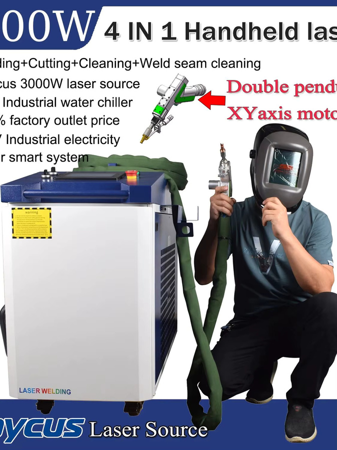 Raycus 4-in-1 Handfaserlaserschweißmaschine zum Schweißen, Reinigen und Schneiden mit Drahtvorschub und Doppelpendelmodell für Metall, 3000 W - Bild 7