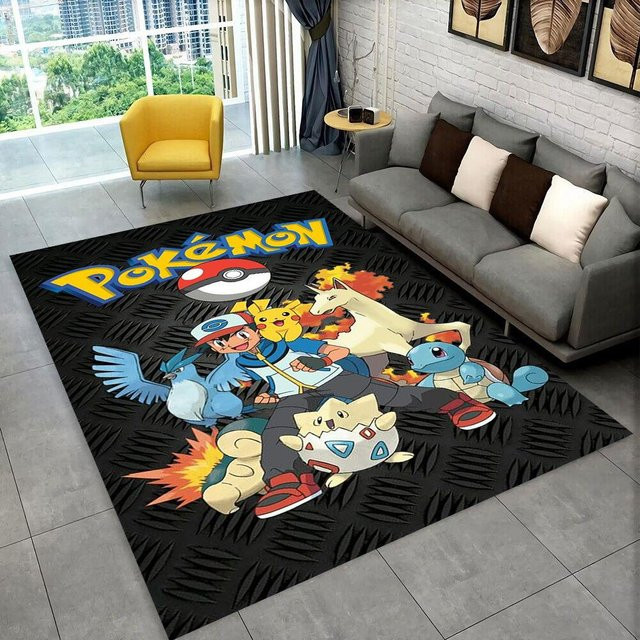 Pikachu Pokemon Cartoon Teppich Rutschfeste Fußmatte für Wohnzimmer und Schlafzimmer B: 60 cm, L: 90 cm - Bild 1